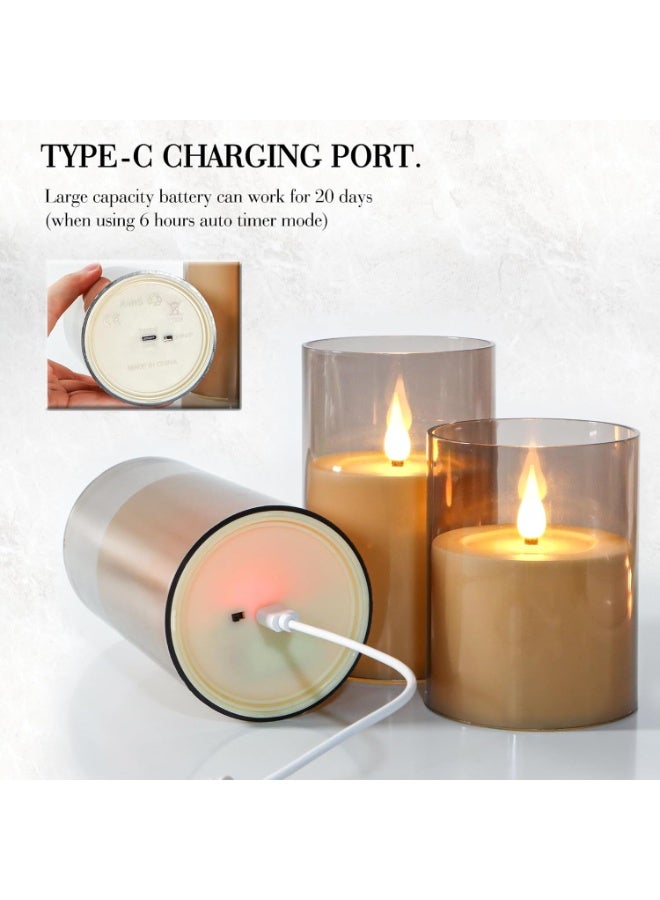 LYNLYN 3PCS Flameless LED Pillar Candles with Remote and Timer, Flickering Battery Operated Candles with Teardrop Wick and Melting Wax Design, Safe Acrylic/Glass Look Candles for Home and Holiday Decor - Image 3